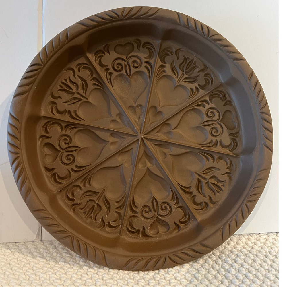Hartstone Dutch Amish Shortbread Cookie Press Tulips Hearts 10" 8 Panel Vtg